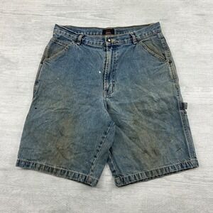 Vintage Y2K Emergency Exit Carpenter‎ Shorts Size 32 Blue Medium Wash Denim